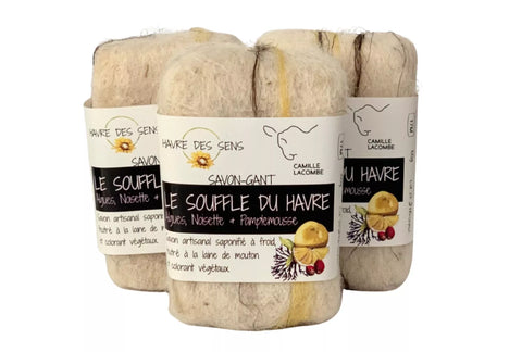 Savon gant shampooing le souffle du havre- algues, noisette et pamplemousse- Havre des sens